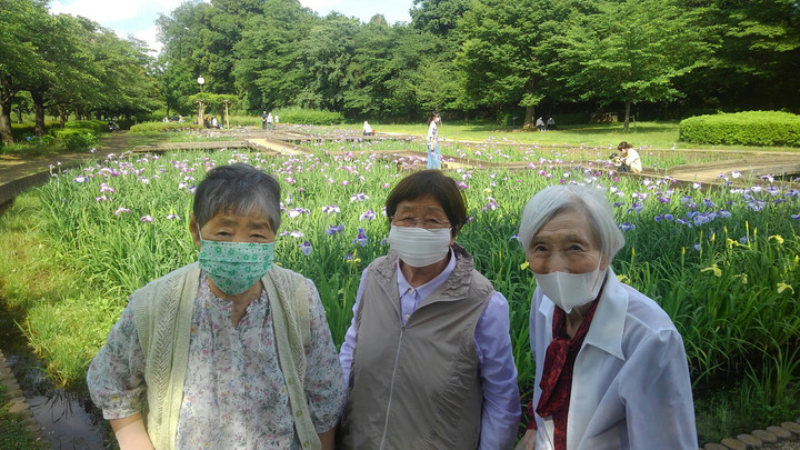 あずみ苑スタッフぶろぐ レオパレス21の介護施設 せせらぎ菖蒲園へお散歩に行きました 富士見市 あずみ苑みずほ